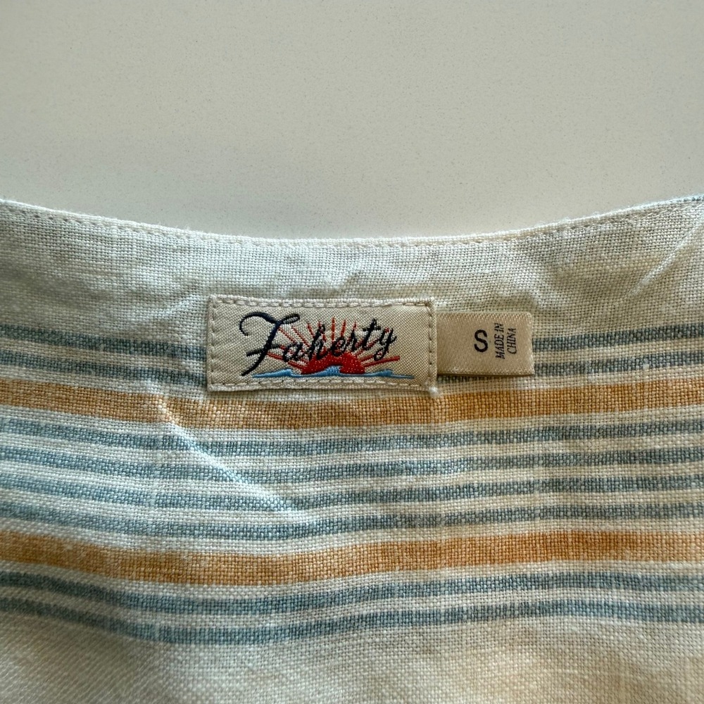 Faherty Beach Days 100% Linen Luciano Stripe Coastal Tunic Dress Sz S - Picture 9 of 14